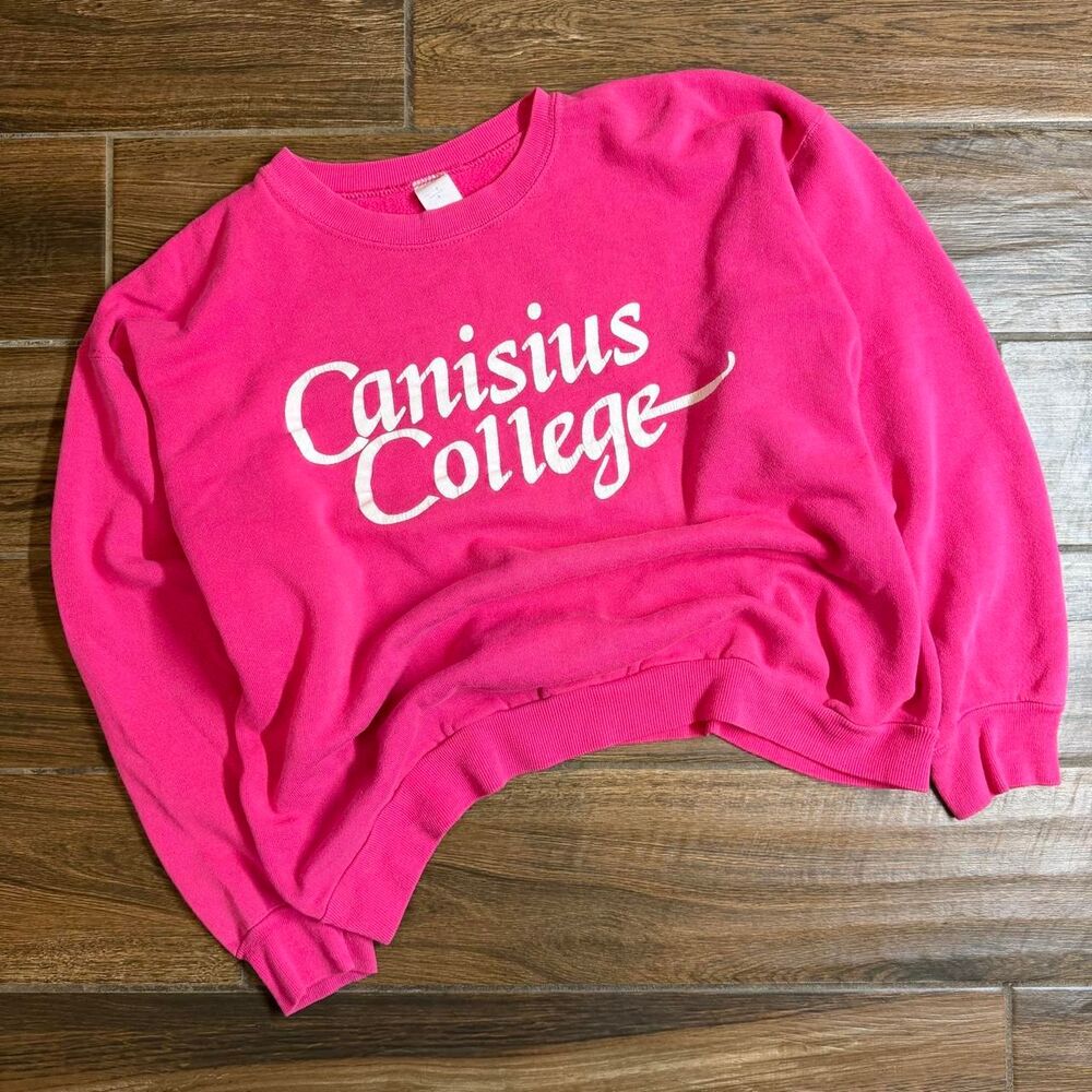 Vintage 80s Canisius College Tultex Pink Crewneck Sweatshirt
